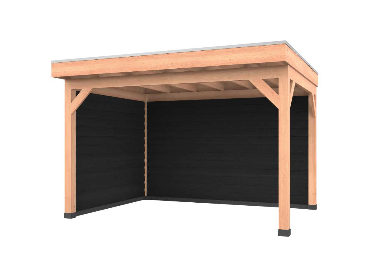 Douglas overkapping, 400 x 300, met zwarte achterwand en zijwand, Westwood Comfort Green - Afbeelding 1